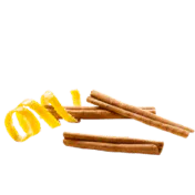 fliegende Zimtstangen und Orangenschalen